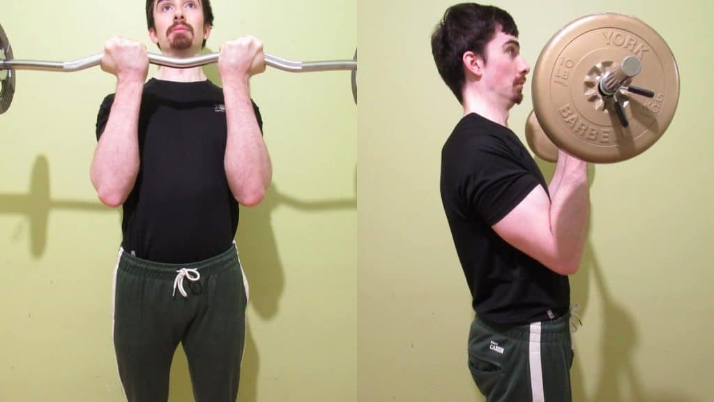 A man doing a straight bar curls vs EZ bar curls comparison to show the differences