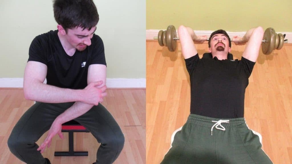 A man performing a tricep pushdown vs extension comparison