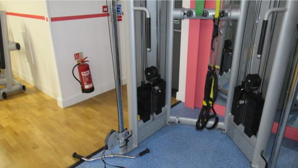 A TRX suspension trainer at the gym