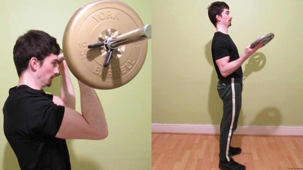 A weight lifter demonstrating some unique bicep exercises
