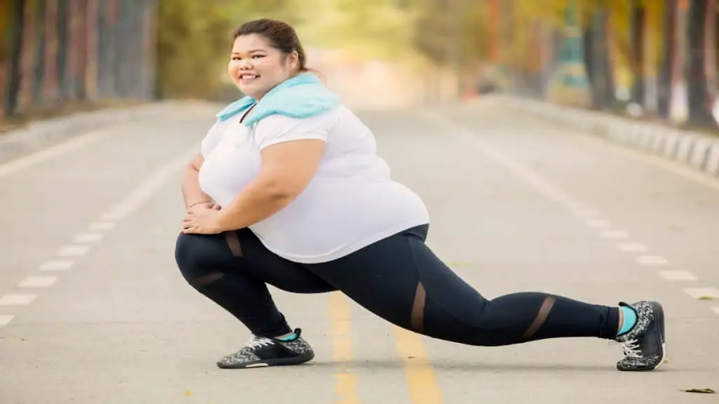 A woman stretching her 36 inch thighs