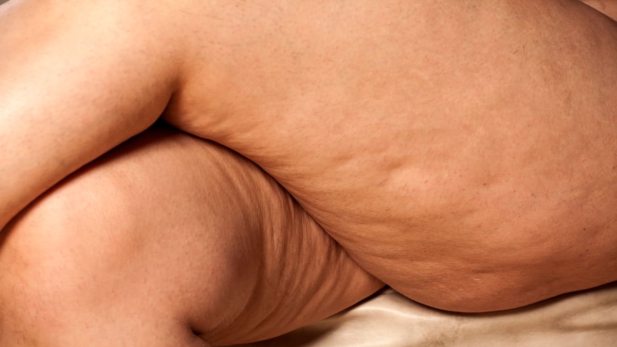 Close up of a woman's 42 inch thighs