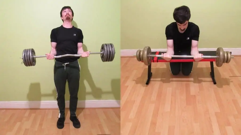 A man showing the difference in strength between the arms and the forearms