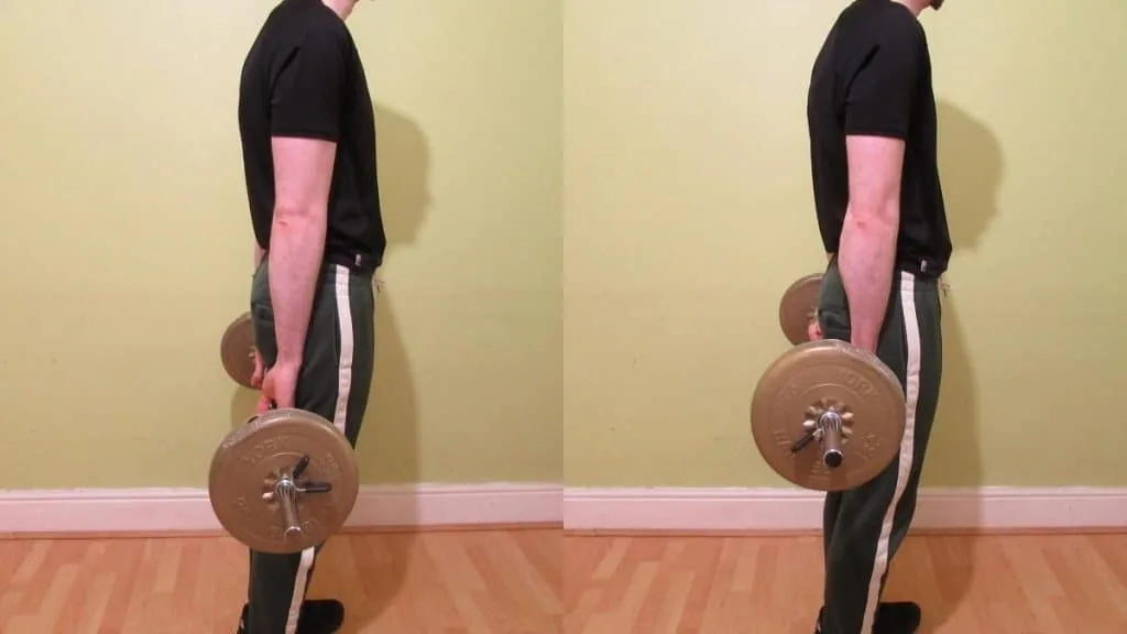 A man doing behind the back wrist curls to work his forearms