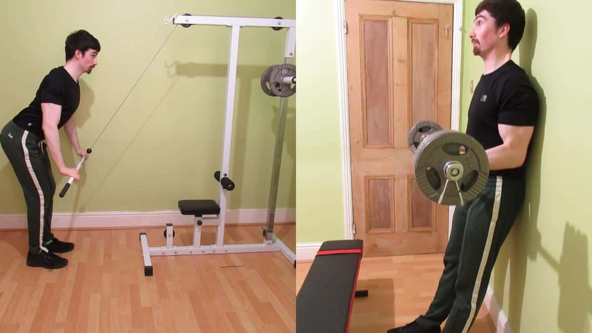 A weight lifter demonstrating the best back and bicep workout routine for building muscle mass