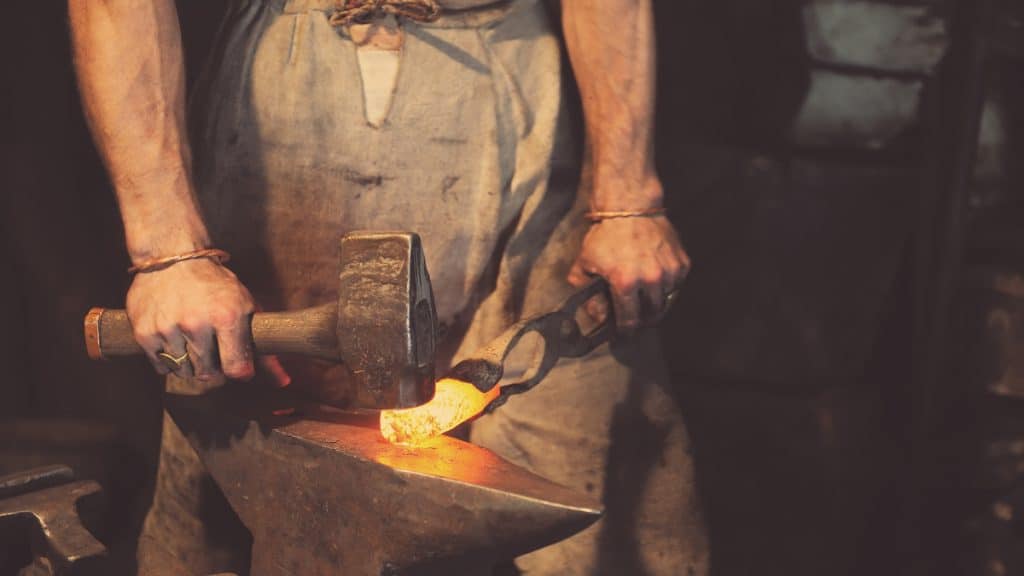 A blacksmith's forearms