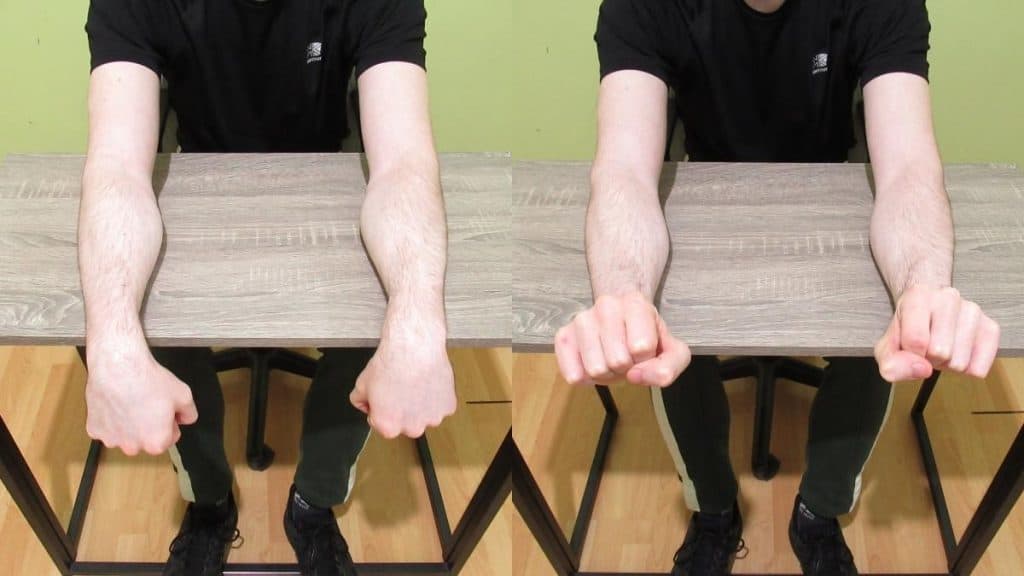 A man doing a bodyweight wrist extension