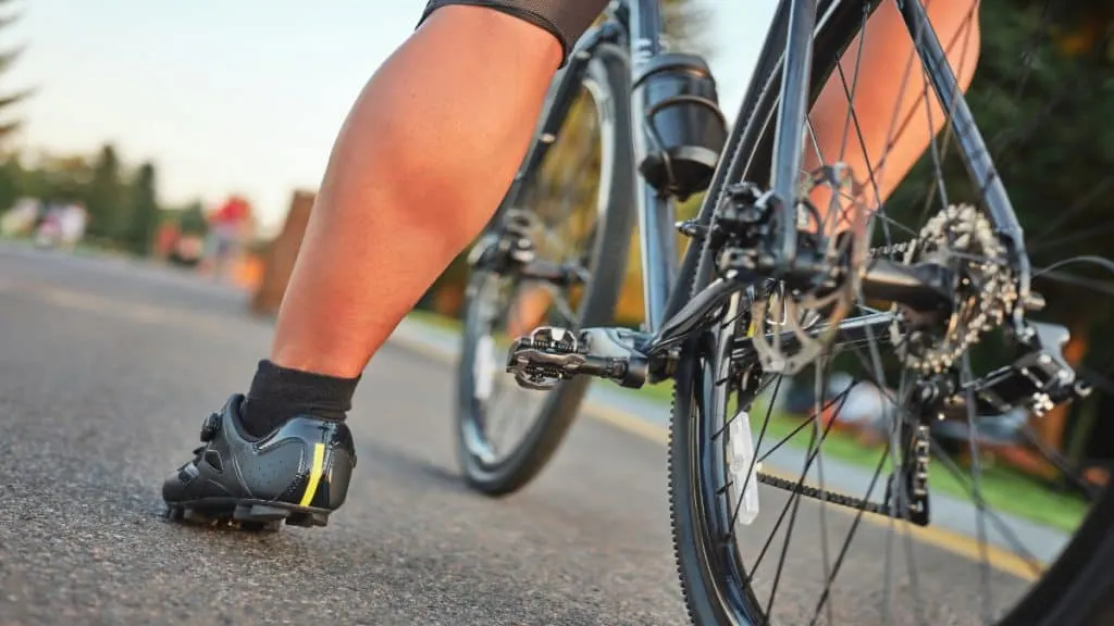 Close up of a cyclist's calves