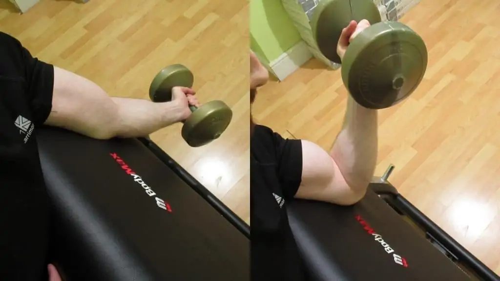 A man demonstrating how curls work your forearms as well as your biceps