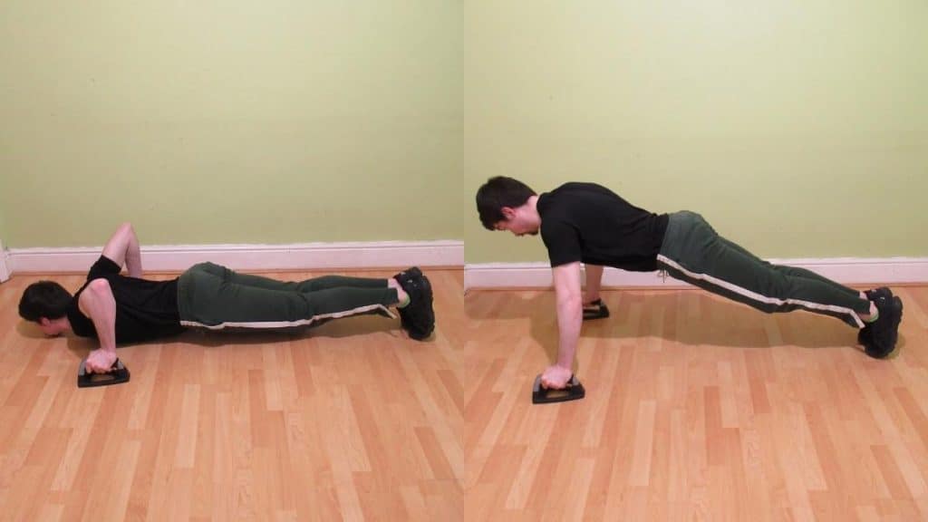 A man showing how to work your forearms during push ups