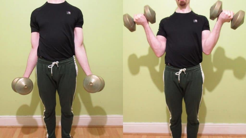 A man performing dumbbell wide curls