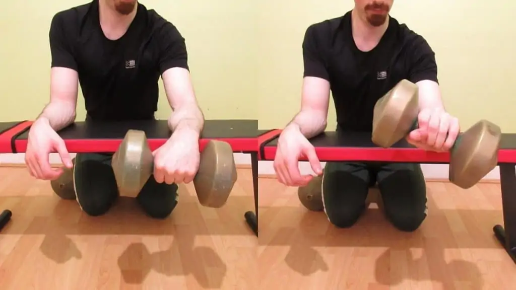 A man doing a dumbbell wrist extension