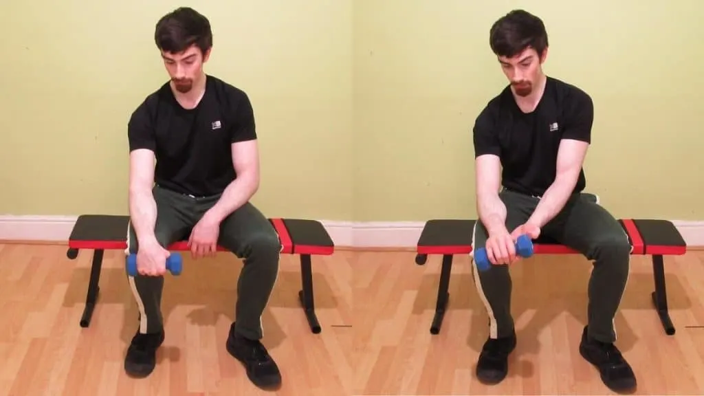 A man doing an eccentric forearm exercise