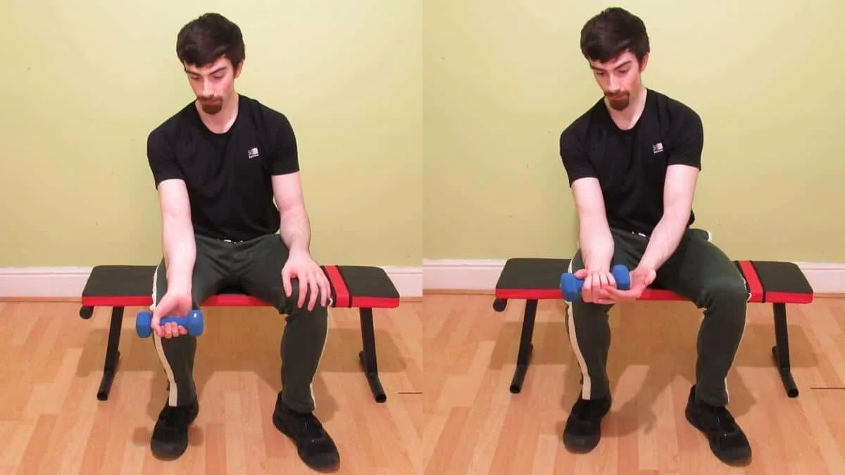 A man performing an eccentric wrist curl