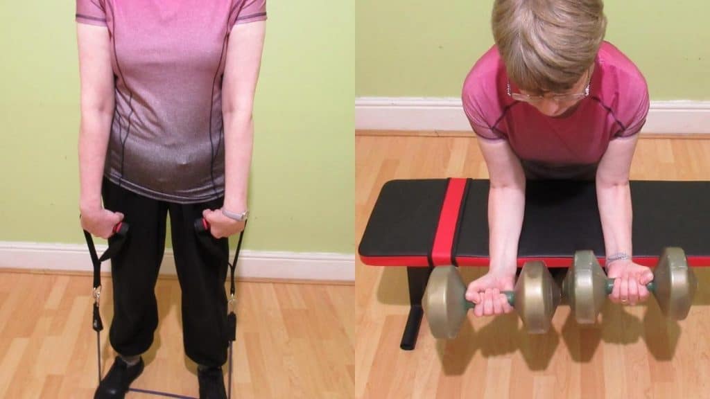 A lady demonstarting some forearm exercises for women to strengthen their lower arms