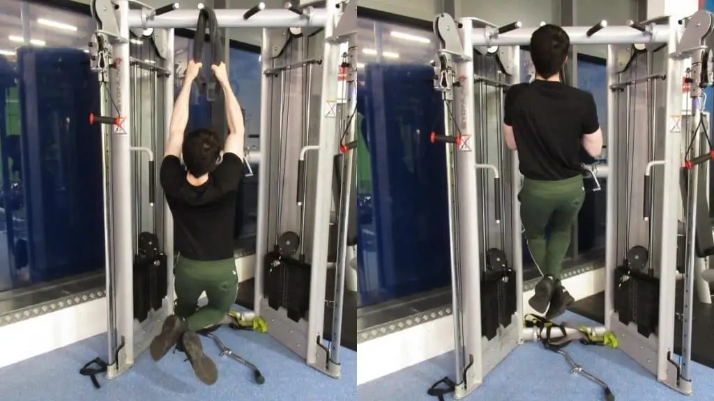 A man performing forearm pull ups