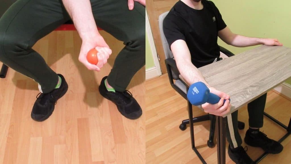 A man performing some forearm rehab exercises