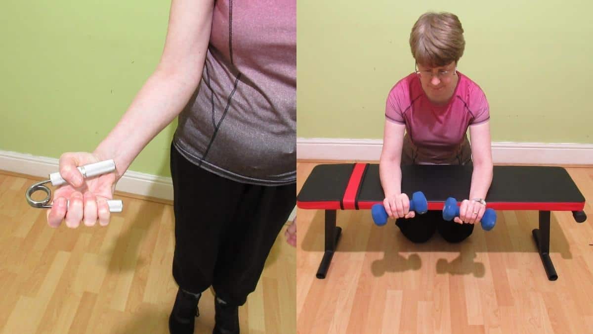 A lady doing a specific forearm workout for women to gain muscle