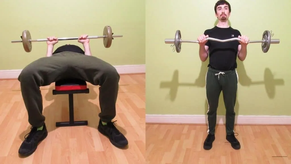 A man doing a forearms biceps triceps workout