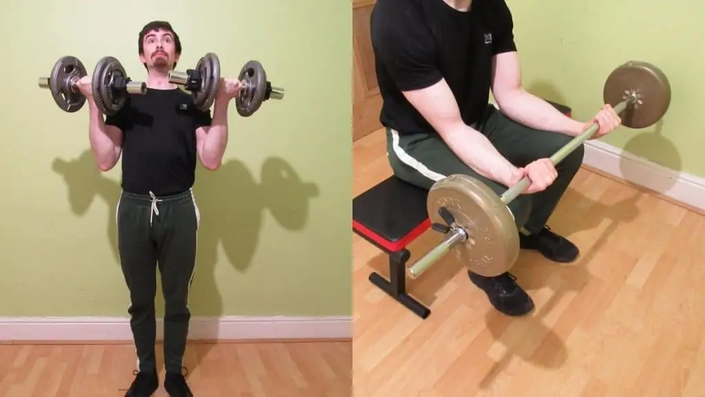 A man lifting weights during his workout