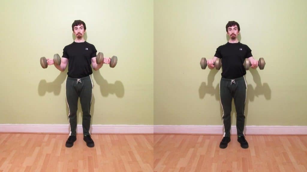 A man performing a pronator teres workout