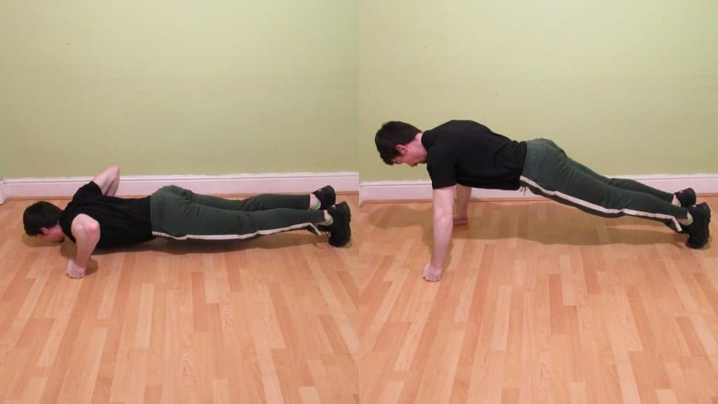 A man demonstrating how to do push ups for forearm development
