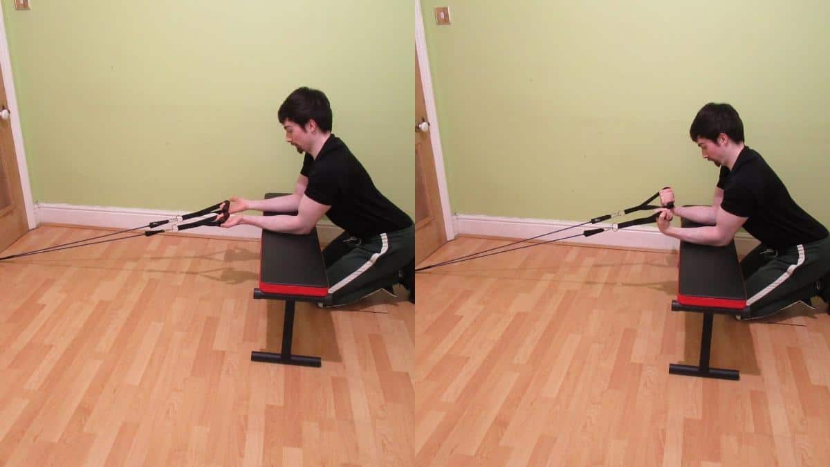A man demonstrating some resistance band forearm exercises