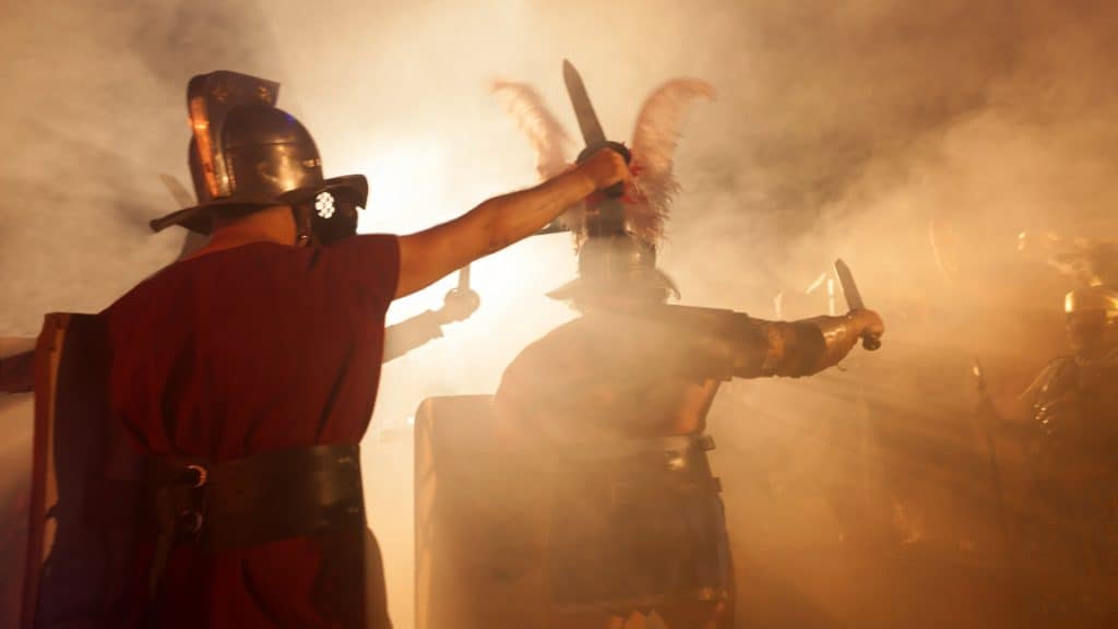 Roman soldiers attacking