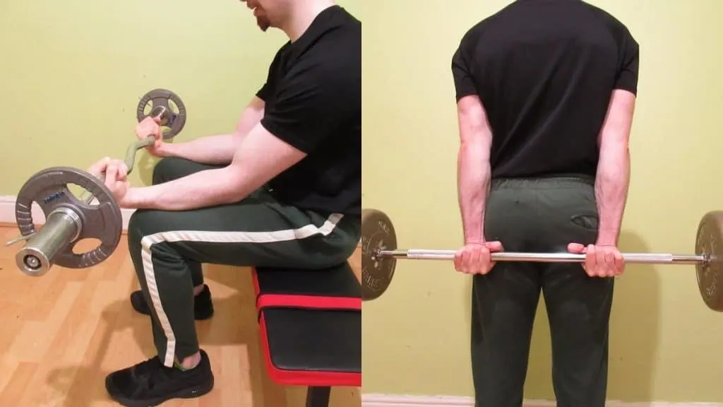 A man demonstrating two good standing reverse wrist curl alternatives