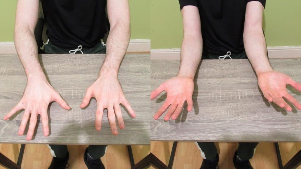 A man doing some supinator exercises for his forearms