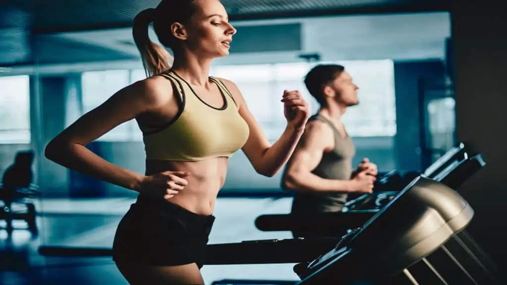 A woman running on the treadmill