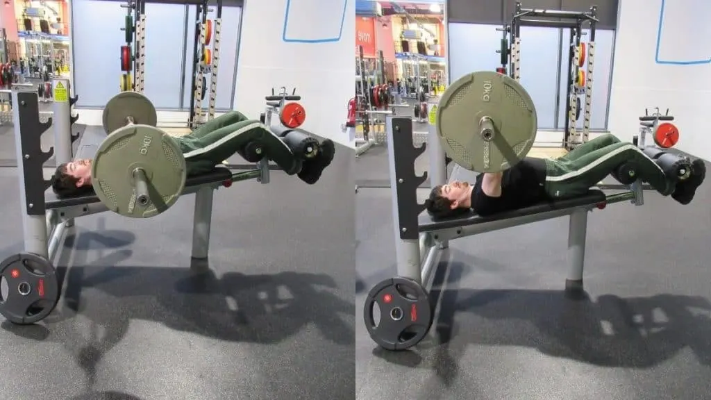 A man doing a barbell decline press