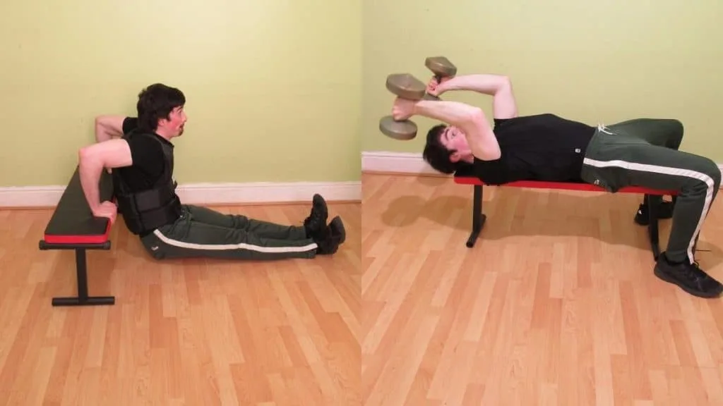 A man demonstrating a good bench dip alternative