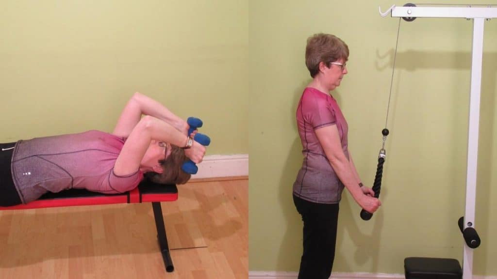 A woman demonstrating the best tricep toning exercises for females