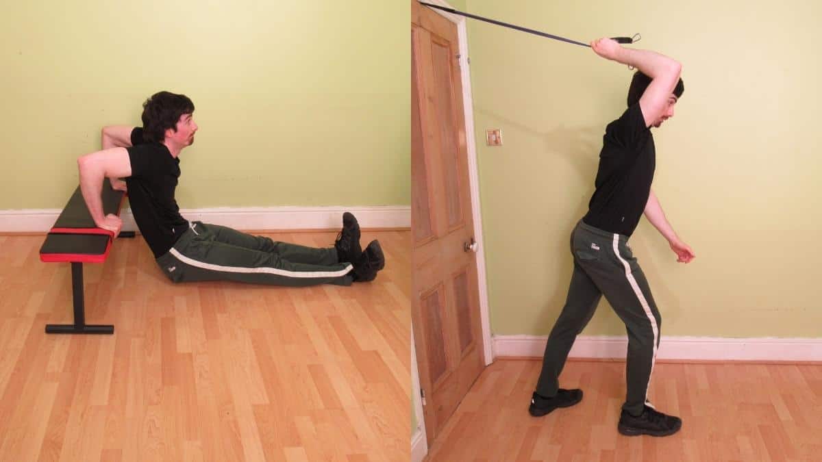 A man doing the best tricep workout at home possible