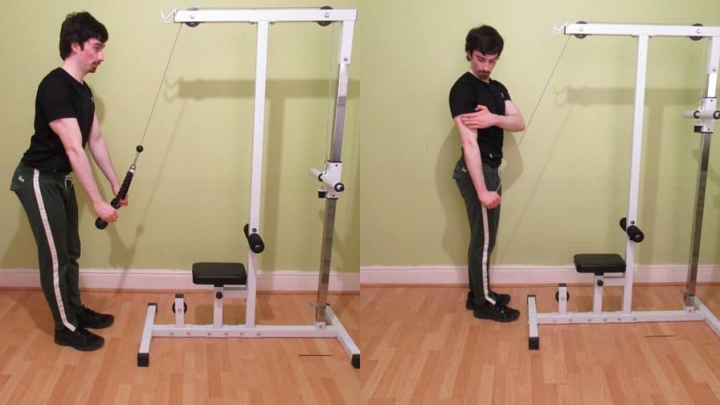 A man demonstrating some good cable tricep workouts for building muscle