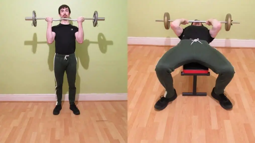 A man showing that you can do biceps and triceps together on the same day