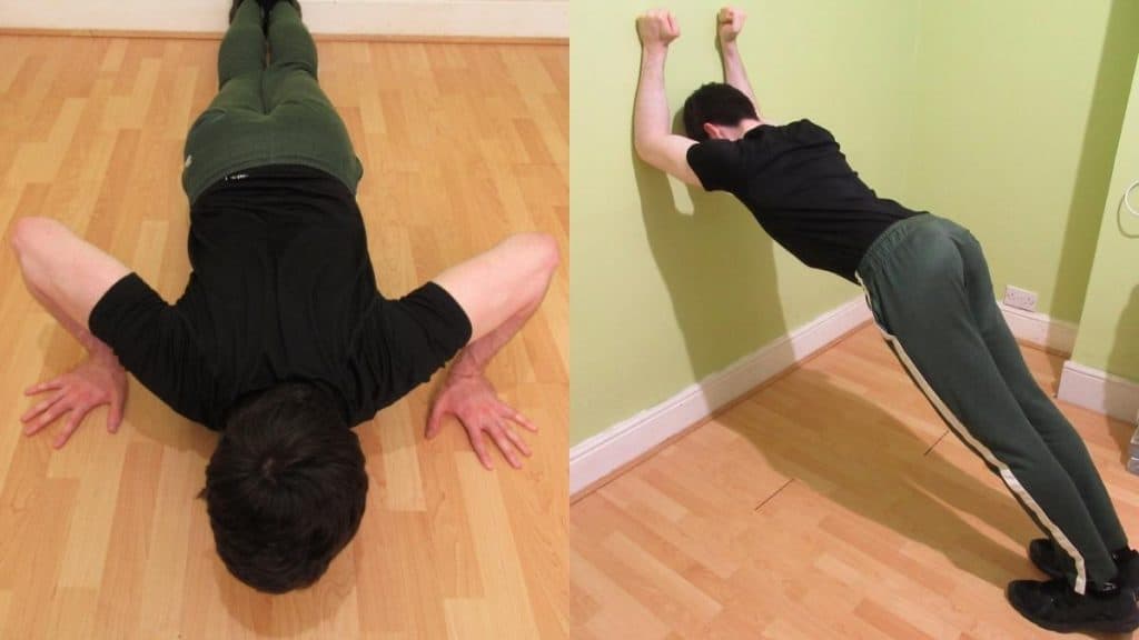 A man doing a chest and triceps workout without weights or equipment of any kind