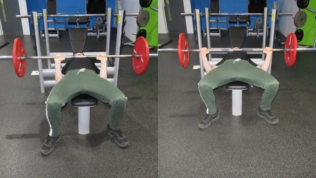 A man doing a close grip bench press vs wide grip bench press comparison to show the differences