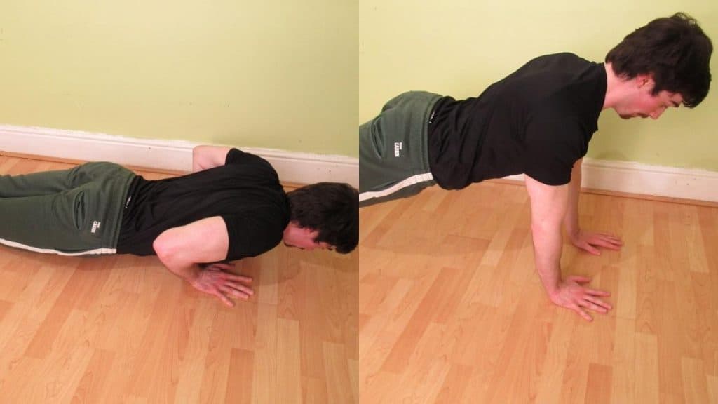 A man performing close grip push ups