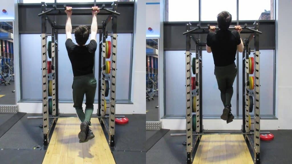 A weight lifter showing that chin ups work your triceps