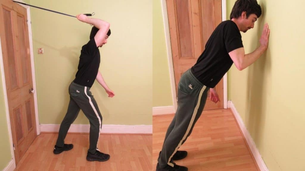 A man performing some eccentric exercises for triceps tendonitis