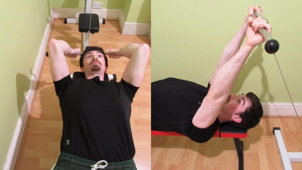 A man performing two elbow safe tricep exercises