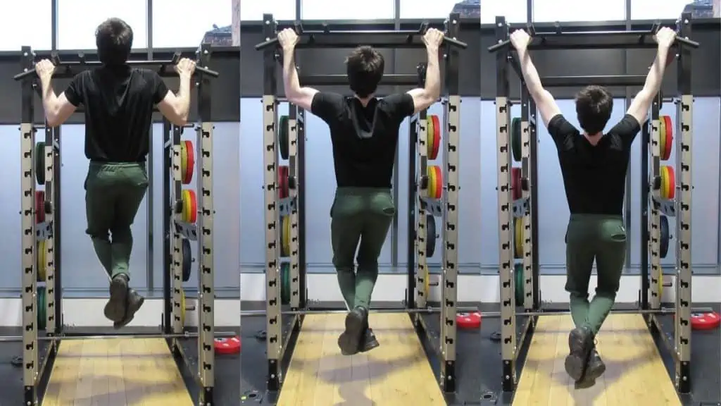 A man doing a pull up for his tricep muscles