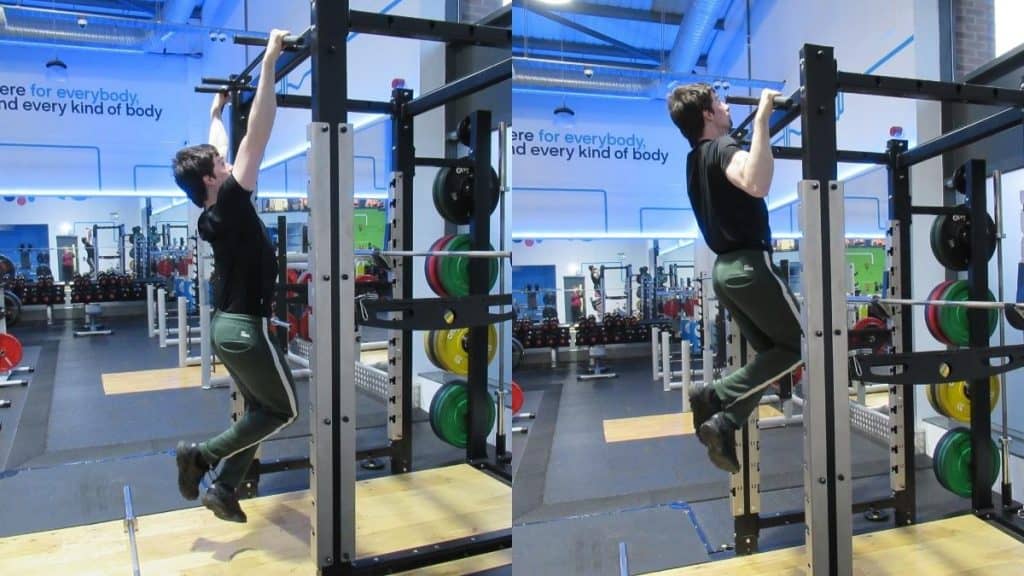 A man showing how to do pull ups for triceps development
