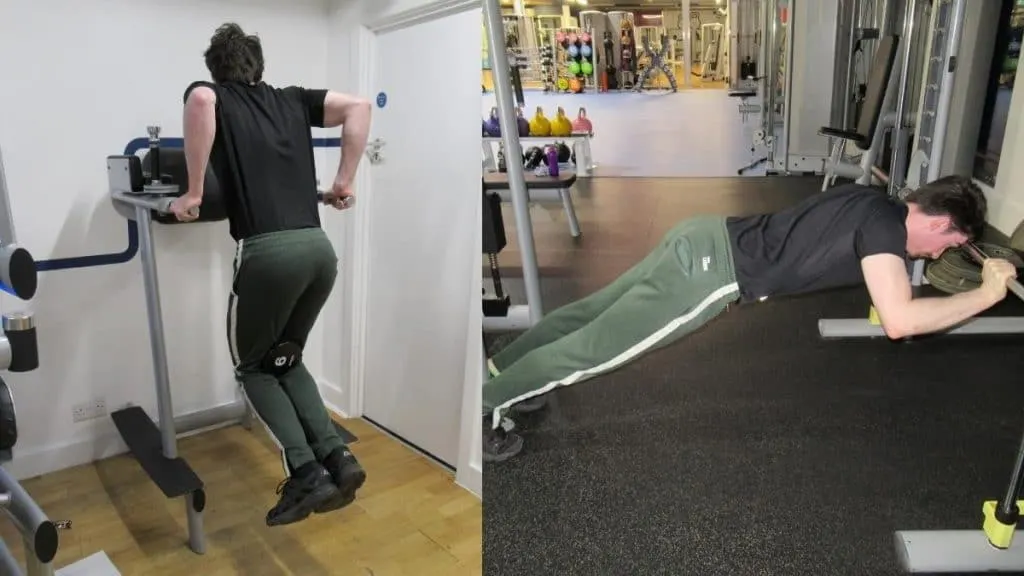 A man demonstrating some tricep bodyweight workouts that you can do