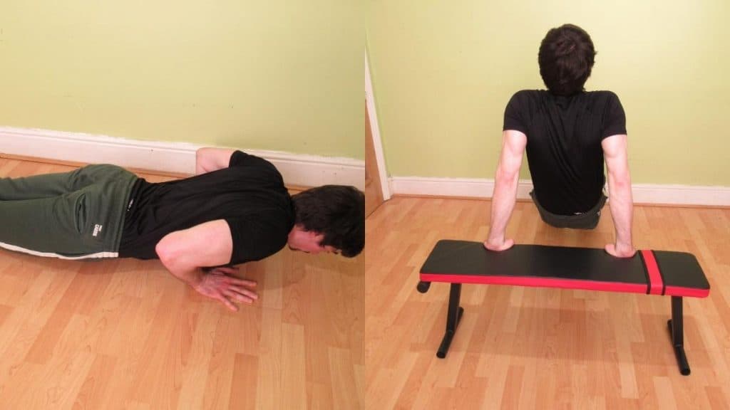 A man performing some tricep exercises without weights or equipment