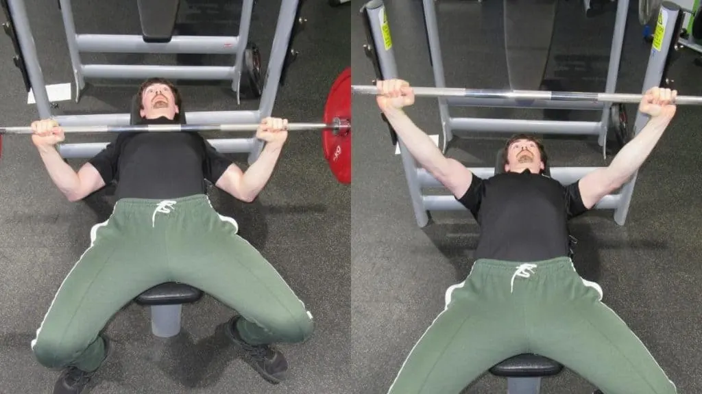 A man doing a wide grip bench press