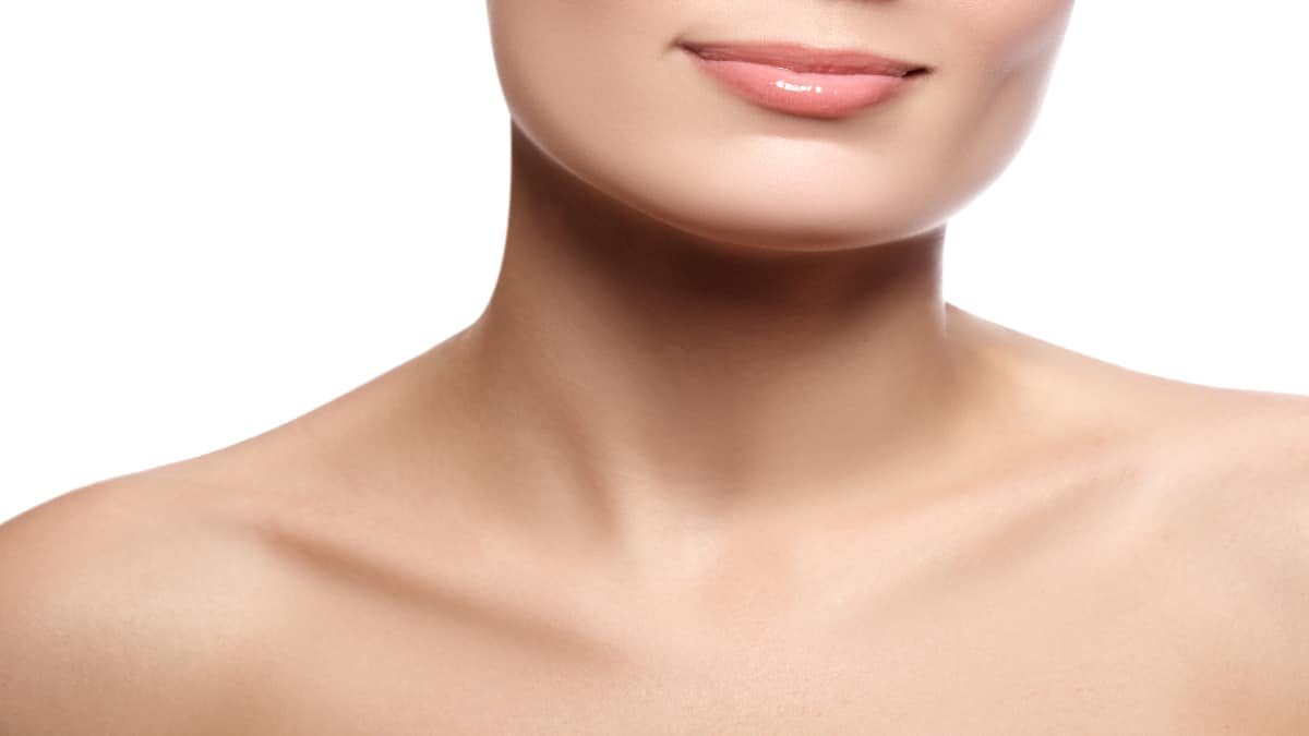 Close up of a woman's 13 inch neck