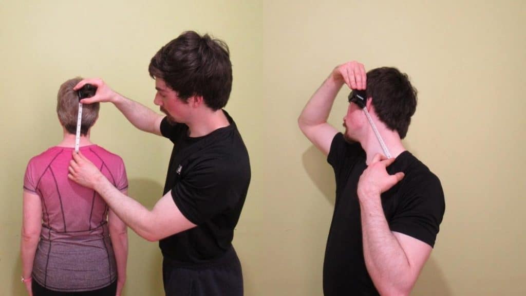 A man demonstrating how to measure neck height